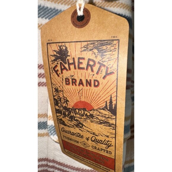 NWT FAHERTY Wavebreaker Shirt Dune Sky Stripe Organic Cotton Size XXL MSRP $198 - Picture 7 of 12